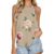 Rxnjdka Floral Pattern Women’s Crew Neck Tank Top Lightweight Sleeveless Shirt for Workout Casual Daily Wear Medium
