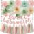 Sage Green and Blush Pink Baby Shower Decorations – Sweet Baby Girl Banner, Olive Green Lanterns, Streamers, Tissue Pom Poms, Paper Fans, Pink Beige Boho Paper Tassel, Rustic Backdrop Decor
