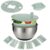 Salad Spinner with 5 Blades, 9.3 x 9.3 x 5.5 in Stainless Steel Vegetable Dryer, Fruit and Veggie Slicer, Juicer, Egg Separator, Multi Function Kitchen Food Prep Tool