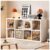 SALUISH Solid Wood 8-Compartment Storage Shelving Unit, Wooden Open-Style Double-Tier Floor-Standing Low Bookcase, Cube-Shaped Bookcase (Solid Wood, White Color, 47.3″(L) x11.8″(W) x29.6″(H)