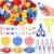 Sanixn 182 Pcs Back to School Sensory Bin Fillers School Fine Motor Skills Sensory Bin Item Pompoms Cups Tweezers Scissor Clips for Preschool Education Activities Sorting Counting