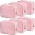 Sanwuta 6 Seersucker Cosmetic Bag Bulk Striped Makeup Bag for Women Aesthetic Cute Travel Toiletry Organizer Preppy Storage Pouch for Wedding Bridesmaid Mother’s Day Teacher Gift (Large,Coral Pink)
