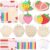 Saypacck 24 Sets Strawberry Party Favors Wooden Painting Crafts with Thank You Cards Pen and Bags Unfinished Fruit Kit for Berry First Birthday Party Favors Strawberry Themed Baby Shower Decorations