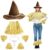 Scarecrow Costume Set,Halloween Harvest Cosplay Party,7 Piece Grey