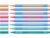 Schneider Slider Edge Pastel XB (Extra Broad) Ballpoint Pen, 1.4 mm, Light Blue Barrel, Assorted Ink Colors, Adjustable Case Stand of 8 Pens (152289)