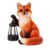 Scoomor Solar Fox Garden Statue, 9 Inch Resin Animal Figurine with Lantern, Outdoor Solar Light Decor for Patio, Yard, Porch, Walkway, Lifelike Woodland Fox Sculpture for Garden Art (Red)