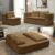 Sectional Sofa Bed, Convertible Sofa Bed, Plush Couch, Camel, 80 Inch, Independent Chaise Lounge Sleeper with Zip Open Blanket Cushion and 3 Pillows