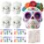 Seenelling 4 Set Halloween Skull Ceramic to Paint Crafts DIY Unpainted Ceramic Sugar Skulls Make Your Own 3D Skeleton Plaster Crafts for Day of the Dead Party Supplies
