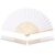 Sepwedd 50pcs White Paper Hand Fan Bamboo Folding Fan Handheld Paper Fan