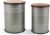 Set of 2 Rustic Farmhouse Storage Stools, Galvanized Metal Barrel End Tables with Round Wooden Lid, Nestable Accent Side Ottoman for Living Room Bedroom Decor