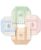 Set of 4 Mini Striped Canvas Tote Bags, Pastel Mint Green, Pink, Light Blue, and Beige