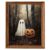 Sevenqqlldec Cute Ghost Halloween Wall Art Print, Vintage Autumn Pumpkin Cart Decor, Cozy Rustic Spooky Season Poster for Living Room, Bedroom, Entryway, Nursery, Classroom and Ghost Lovers
