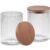 SheeChung Qtip Holder – 8.5oz Glass Apothecary Jar, Bathroom Vanity Storage Organizer Set for Cotton Swabs, Pads, Floss Picks, Small Containers for Makeup Storage (2 Pack,Dark Wood Lid)