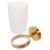 SHERCHPRY Toothbrush Holder with Glass Tumbler Organizer Stainless Steel Wall Mounted Golden Round Toothbrush Cup Holder to Free up Countertop Space and Keep Vanity for Home Bathroom