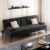 Shintenchi 64″ Futon Sofa Bed, Velvet Foldable Couch, Reclining Sleeper with Removable Armrests, Upholstered Loveseat Sofa Couch with Folding Cup Holders for Home, Office, Black
