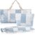 Shinylin 3 Pcs Empty Mahjong Bag Set, Thickened Blue Floral Patch Quilted Carrying Bag Set with Two Wrappers, Card Bags, Mahjong Racks and Card Pusher Drawstring Bags (Case Only)