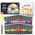 Shuttle Art 48 Pack Acrylic Paint Set, 30 Colors Acrylic Paint (36ml) with 10 Brushes 5 Canvas 1 Paint Knife 1 Palette 1 Art Sponge, Complete Set for Kids, Adults Painting on Canvas Rocks Wood Ceramic