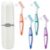 Sibba 4 Pcs Denture Cleaning Brush Kit Denture Brush False Teeth Toothbrush with 1 White Carrying Case, Travel Double Sided Dental Brushes with Multi-Layered Soft Bristles, Rubber Handle Toothbrushes