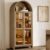 SICOTAS 74″ Tall Bookcase, Arched Display Cabinet with Glass Door & LED