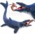 SIENON Jurassic Mosasaurus Dinosaur Toy Figure 11.4’’, Mosasaurus Hunting for Pterosaur Model Dino Figurines, Large Plastic Ocean Dinosaur Playset for Bath Pool Toy Cake Topper (Pterosaur Included)