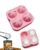 Silicone Ice Cube Tray, Round Sphere Ice Ball Maker, Pink, 4 Pieces