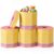 SiliFine 4 Pcs Pencil Fabric Storage Stools 11.8 x 11 Inch Folding Storage Bins Cute Collapsible Seat for Children Classroom Back to School Treasure Prize Box End of Year Organization (Yellow)