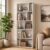 SILKYDRY 5-Tier Open Bookshelf, 65’’ Tall Geometric Shelf with 10 Unique Asymmetrical Cubes, Wooden Freestanding Bookcase for Living Room, Bedroom, Home Office (1, White)