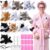 Simgoing 47 Pcs Halloween Cat Stuffed Bulk Soft Cuddly Kitten Plush Animals Sets with Hair Curlers Glasses Hair Clips Cat Fluffy Stuffed for Christmas Birthday Pet Party Favors (Lying)