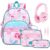 Similove 4PCS Girls Backpack Ages 5-8 with Kids Headphones & Lunch Bag & Pencil Case, Toddler School Backpack for Kids Girls – 15inch Backpack Girl Bookbag for Preschool Kindergarten Elementary School