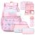 Similove Kids Backpack for Girls – 5PCS Girls Backpack with Lunch Box and Water Bottle – 4 Leakproof Compartments Removable Tray Lunches – Double Wall Vacuum Leak Proof Portable Kid Cup
