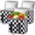 Singhoow 3 Pack Reusable Insulated Grocery Bags Beige Checkered Cooler Bags with Zippered Top Collapsible Cold/Hot Food Delivery Bag Cute Tote Bag for Pizza Party Catering Picnic(Black White)