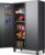 SISESOL Wide & Deep Metal Storage Cabinet with Wheels,Tall Rolling Garage Storage Cabinet with Lock,Black Metal Cabinets with Pegboards and Shelves,Tool Locker for Garage,Home,Office,43”Wx 20”Dx71″H