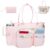 SIYNPAV Teacher Tote Bag with 15.6 inch Laptop Compartment, Large Work Tote Bag with Insulated Pocket, Quilted Nylon Teacher Utility Bag with Shoulder Strap for Office Supplies Organizer Women (Pink)