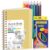 Sketch Book with 12 Colored Pencils, 90 Sheets, Spiral, Yellow