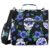 Skull Blue Flower Zipper Binder Bag 3 Ring Large File Folder Organizer Portfolio Binder Bag with Shoulder Strap Fits Laptop 500 Sheets for Office School College Supplies