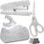 SlowVibes 4pcs Bling White Stapler and Tape Dispenser Set with Rhinestones | Glam Scissors & Staple Remover with 1000 Staples | Sparkle Desk Accessories for Women | Glitter Office Supplies for Girls
