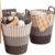 Small Rattan‑Look Woven Storage Basket, Plastic Round Bin with Carry Handles