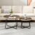 Small Round Nesting Coffee Table Set of 2, Woven Nesting Side Tables with Metal Frame, Modern Circle End Tables for Living Room Bedroom Office Balcony Outdoor