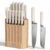 SMIRLY 14-Piece Kitchen Knife Set with Magnetic Block, High Carbon Stainless Steel Chef Knives, Ultra Sharp, Dishwasher Safe, Cream White