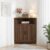 Smuxee Bathroom Corner Cabinet, Floor Corner Storage Cabinet with Fluted Door and Adjustable Shelf, Walnut Narrow Cabinet Organizer for Bathroom, Kitchen, Living Room