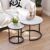 Smuxee White Nesting Coffee Table Set of 2, 23.6″ Round Coffee Table Wood Grain Top with Adjustable Non-Slip Feet, Industrial End Table Side Tables for Living Room Bedroom Balcony Yard