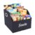 Snack Organizer for Countertop, Large Black Fabric Snack Basket with Handle