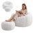 Soft Velvet Cotton Pumpkin Bean Bag Chair with Matching Footstool, High Density Filling Ergonomic Oversized Lazy Sofa, Comfy Floor Accent Chair for Living Room Bedroom Balcony Reading Gaming