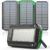 Solar Charger Power Bank 20000mAh Built-in 2 Cables 3 Foldable Solar Panels, 20W Fast Charging Portable Charger with USB C, Camping External Battery Pack with Flashlights +Warning Lights (red +blue)