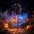 Solar Halloween Black Cat &Pumpkin Moon Garden Stake Ligh, Metal Half Moon Outdoor Decorative Lights for Yard Lawn Patio Front Porch Halloween Holiday Outside Decoration (1pcs)