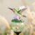 Solar Hummingbird Pathway Light, 30 Inch Resin Glass Crackle Globe Solar Powered, Garden Decorative Ground Insert Lamp for Lawn Patio Yard