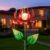 Solar Yard Lights Wind Spinners- Metal Lotus Flower Garden Decor LED Crackle Glass Globe Yard Art Sculpture Solar Stake Lights for Patio Pathway Lawn Walkway (Red-Large)
