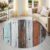 Solid Striped Round Area Rug 7ft, Distressed Retro Wooden Board Washable Brown Circle Rug for Bedroom, Low-Pile Soft Round Carpet for Living Room, Ideal for High Traffic Areas in Entryway