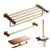 Solid Wood Walnut Towel Rack Bathroom Shelf Brushed Gold Hanging Rod Wall Set
