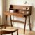 Solid Wood Writing Desk with Hutch, Mid Century Modern Aesthetic Computer Laptop Table with Drawers & Lower Storage Shelf for Bedroom Work Study, Minimalist Home Office Work Table for Women Men